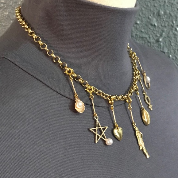 SOLD—White Lotus Lucia Greco Gold 7 Detachable Charms Necklace, Handmade Replica - Picture 11 of 16